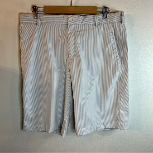 Nike Golf Dri-Fit Mens Size 35 Golf Shorts White & Gray Striped 400775-100 - Picture 1 of 6